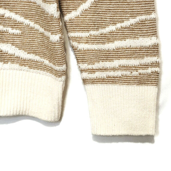 Banana Republic Zebra Print V Neck Sweater Tan Cream Animal Print Chic Cozy S - Picture 5 of 13